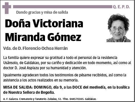 MIRANDA GOMEZ,VICTORIANA