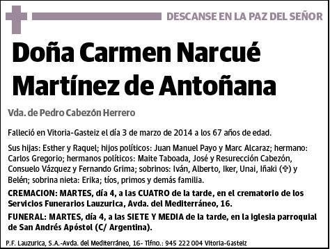 NARCUE MARTINEZ DE ANTOÑANA,CARMEN