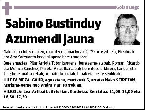 BUSTUNDUY AZUMENDI,SABINO