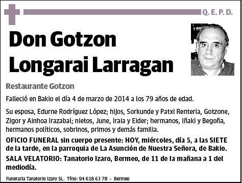 LONGARAI LARRAGAN,GOTZON