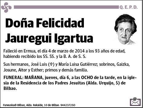 JAUREGUI IGARTUA,FELICIDAD