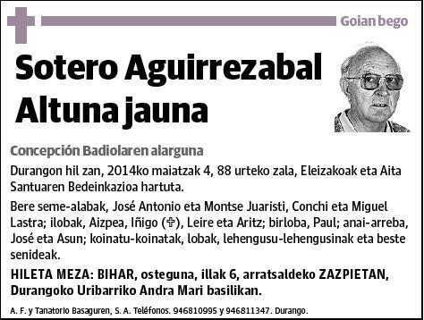 AGIUIRREZABAL ALTUNA,SOTERO