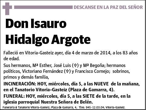 HIDALGO ARGOTE,ISAURO