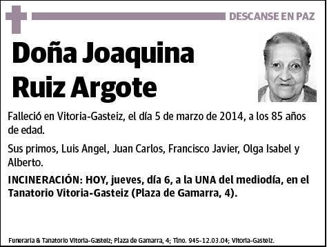 RUIZ ARGOTE,JOAQUINA