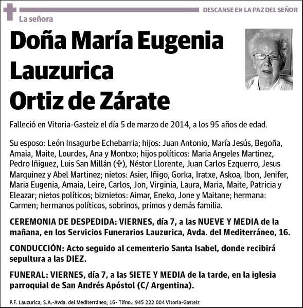 LAUZURICA ORTIZ DE ZARATE,MARIA EUGENIA