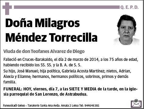 MENDEZ TORRECILLA,MILAGROS