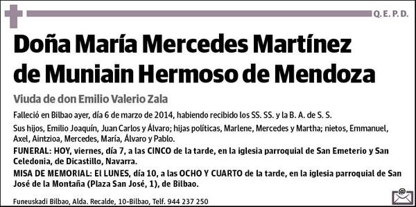 MARTINEZ DE MUNIAIN HERMOSO DE MENDOZA,MARIA MERCEDES