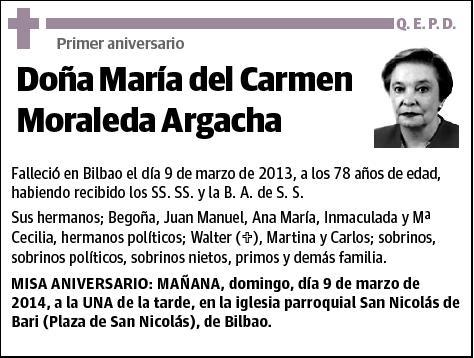 MORALEDA ARGACHA,MARIA DEL CARMEN