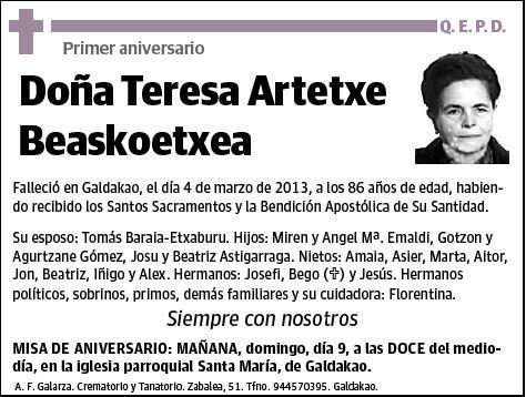 ARTETXE BEASKOETXEA,TERESA