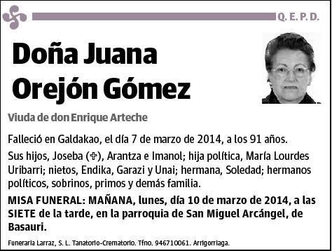 OREJON GOMEZ,JUANA