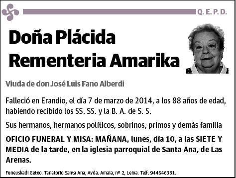 REMENTERIA AMARIKA,PLACIDA