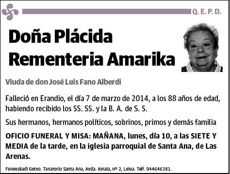 REMENTERIA AMARIKA,PLACIDA