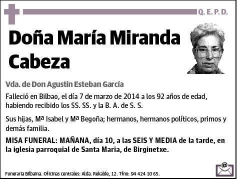 MIRANDA CABEZA,MARIA