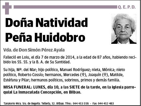 PEÑA HUIDOBRO,NATIVIDAD