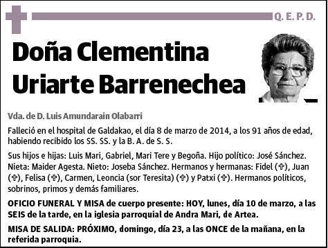 URIARTE BARRENECHEA,CLEMENTINA