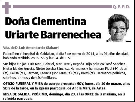 URIARTE BARRENECHEA,CLEMENTINA