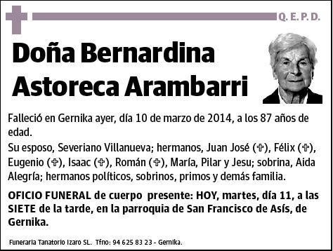 ASTORECA ARAMBARRI,BERNARDINA