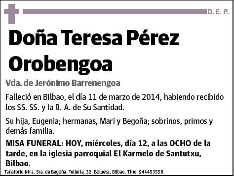 PEREZ OROBENGOA,TERESA