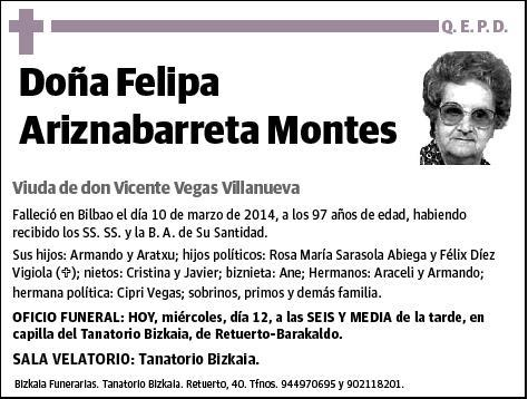 ARIZNABARRETA MONTES,FELIPA