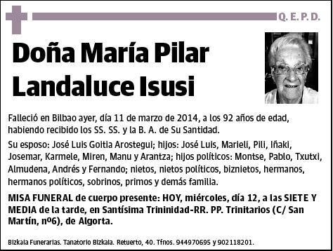 LANDALUCE ISUSI,MARIA PILAR