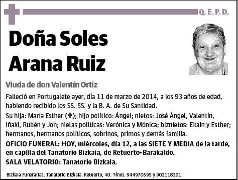 ARANA RUIZ,SOLES