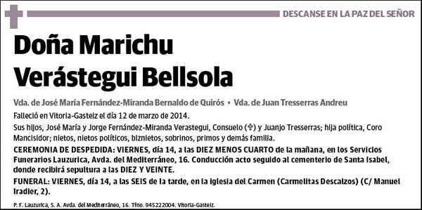 VERASTEGUI BELLSOLA,MARICHU