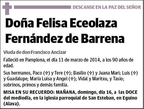 ECEOLAZA FERNADEZ DE BARRENA,FELISA