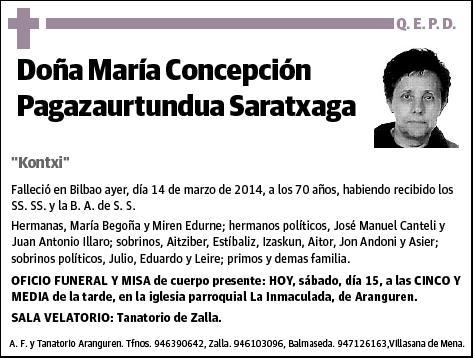 PAGAZAURTUNDUA SARATXAGA,MARIA CONCEPCION