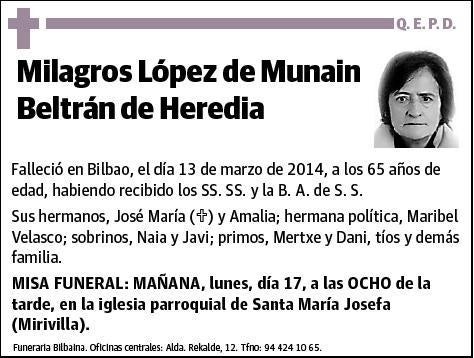 LOPEZ DE MUNAIN BELTRAN DE HEREDIA,MILAGROS