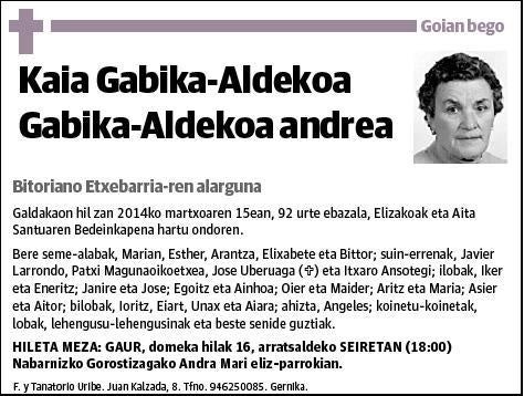 GABIKA-ALDEKOA GABIKA-ALDEKOA,KAIA