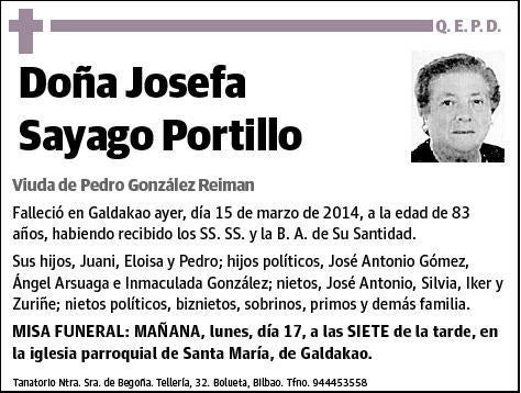 SAYAGO PORTILLO,JOSEFA