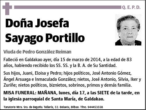 SAYAGO PORTILLO,JOSEFA