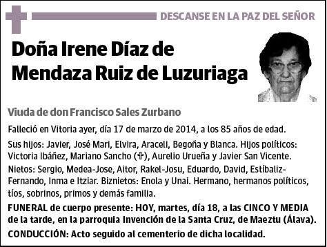 DIAZ DE MENDAZA RUIZ DE LUZURIAGA,IRENE