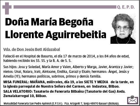 LLORENTE AGUIRREBEITIA,MARIA BEGOÑA