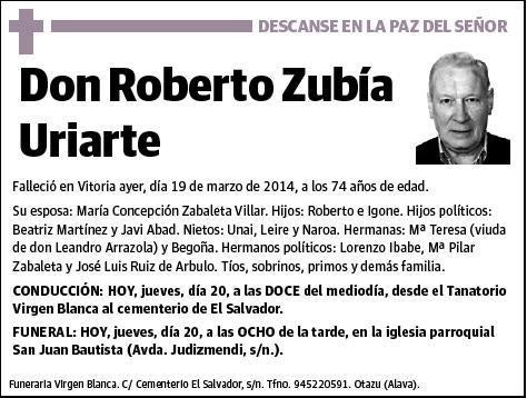 ZUBIA URIARTE,ROBERTO