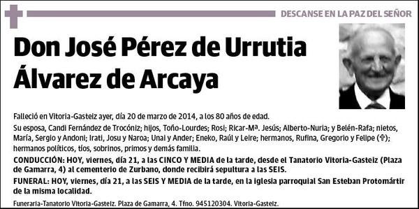 PEREZ DE URRUTIA ALVAREZ DE ARCAYA,JOSE