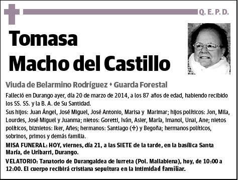 MACHO DEL CASTILLO,TOMASA