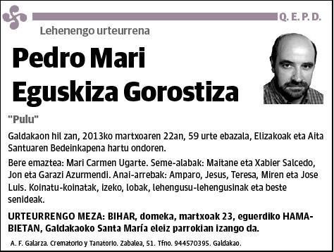 EGUSKIZA GOROSTIZA,PEDRO MARI