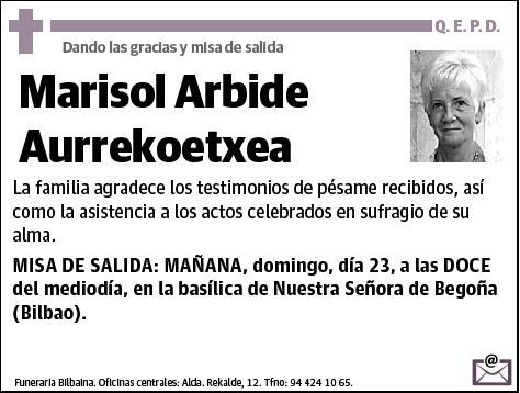 ARBIDE AURREKOETXEA,MARISOL