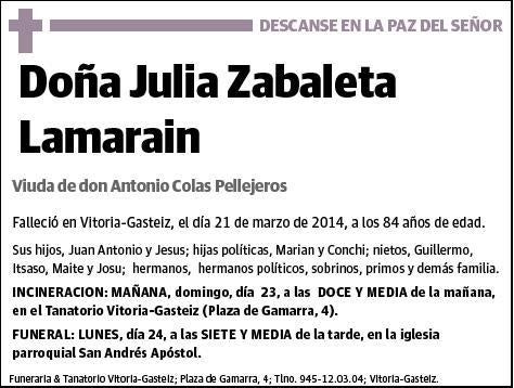 ZABALETA LAMARAIN,JULIA