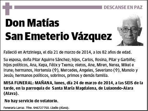 SAN EMETERIO VAZQUEZ,MATIAS