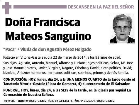 MATEOS SANGUINO,FRANCISCA