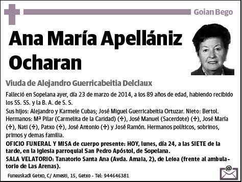 APELLANIZ OCHARAN,ANA MARIA