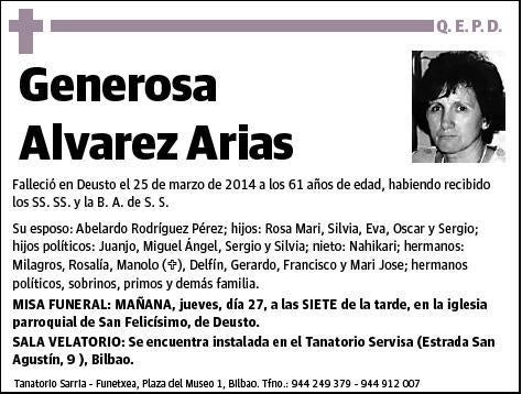 ALVAREZ ARIAS,GENEROSA