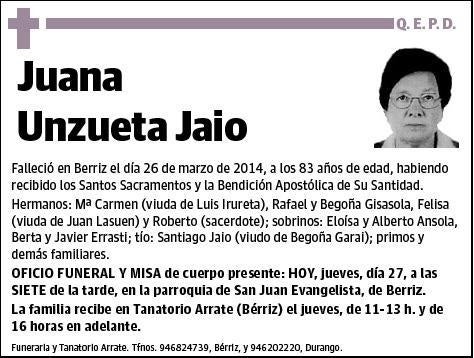 UNZUETA JAIO,JUANA