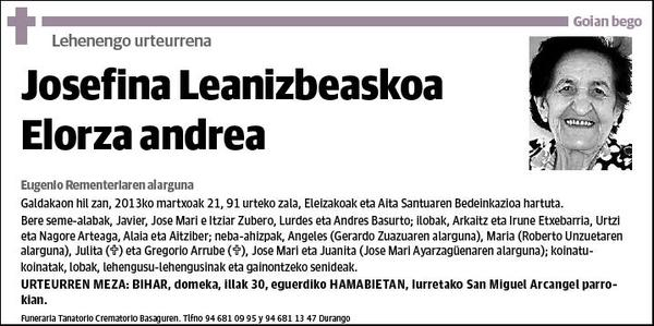 LEANIZBEASKOA ELORZA,JOSEFINA