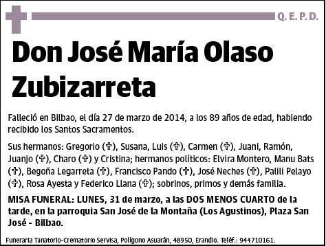 OLASO ZUBIZARRETA,JOSE MARIA