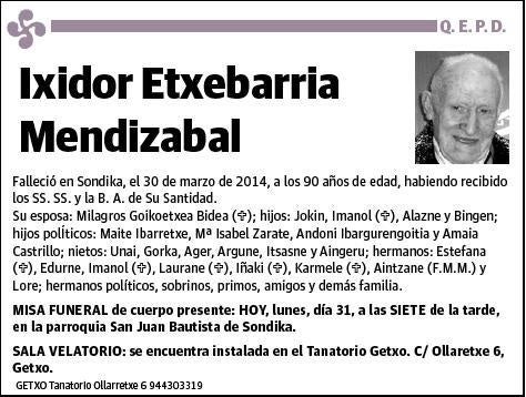 ETXEBARRIA MENDIZABAL,IXIDOR