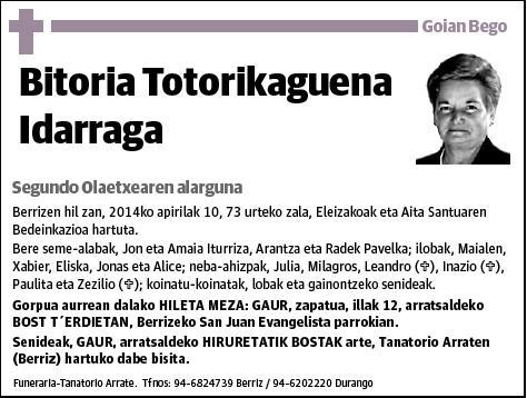 TOTORIKAGUENA IDARRAGA,BITORIA