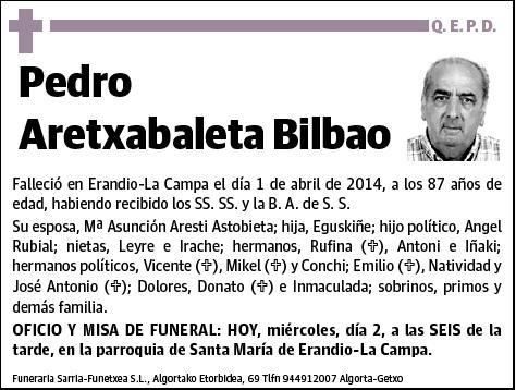 ARETXABALETA BILBAO,PEDRO